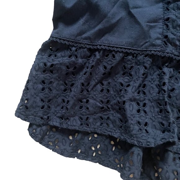 Abercrombie & Fitch Womens Medium Black Eyelet Lace V-Neck Blouse With 3/4 Sleev - Picture 7 of 8